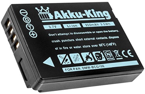 Akku-King Akku kompatibel mit Panasonic DMW-BCG10E - Li-Ion 950mAh - Lumix TZ6, TZ7, TZ8, TZ10, TZ18, TZ22, TZ25, TZ31, TZ36, ZX1, ZX3