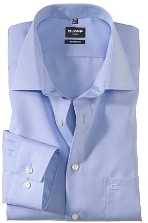 OLYMP Herren Oberhemd Langarm Luxor,Uni,modern fit,New Kent,Bleu 11,46