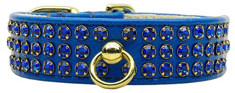 Mirage Pet Products Manhattan Dog Collar with Stones, 16-inch, Blue