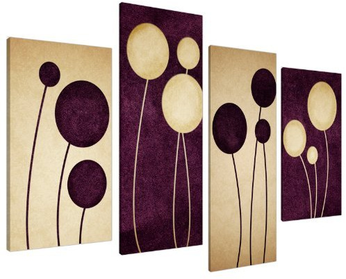 Large Plum Purple Cream Abstract Canvas Wall Pictures Prints Art 4124