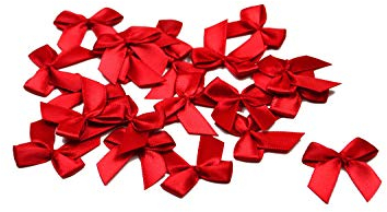 20 Stück Satinschleifen 2,5x3cm (rot 250) // Deko Schleifen für Hochzeit Taufe Kommunion Applikation Streudeko einfarbig