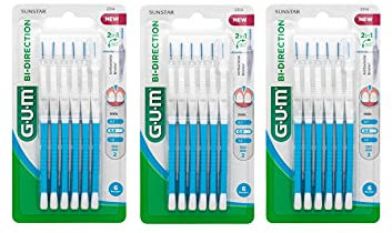 GUM BI-DIRECTION Cepillos interdentales azul claro 0,9mm (vela) 3 x 6 piezas