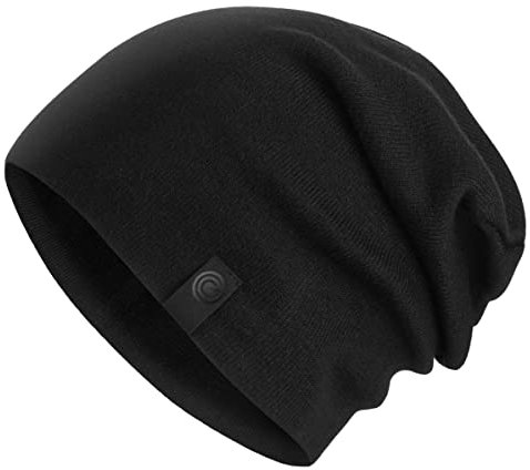 Revony Warm Slouchy Beanie Hat - Deliciously Soft Daily Beanie in Fine Knit Black One Size