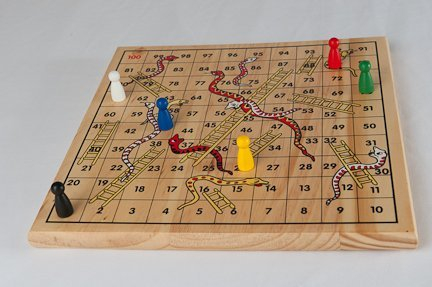 Wooden Snakes and Ladders Game