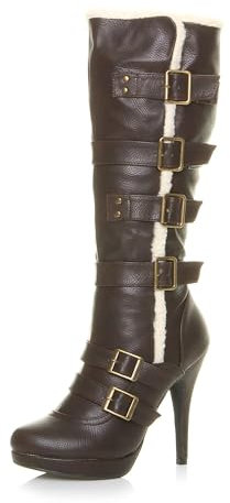 AJVANI high heel aviator shearling fur winter knee boots size 3 36