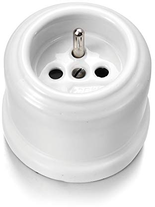Fontini 30-211-17-2 - Base enchufe toma tierra frances 16a porcelana blanco pack