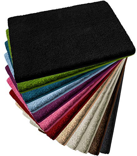 casa pura Badteppich Sky Soft - Flauschige, rutschfeste & Weiche Badematte | Bad & Duschvorleger für Badewanne Dusche & Toilette | Maschinenwaschbar & schnell trocknend | 70x120 cm - Schwarz