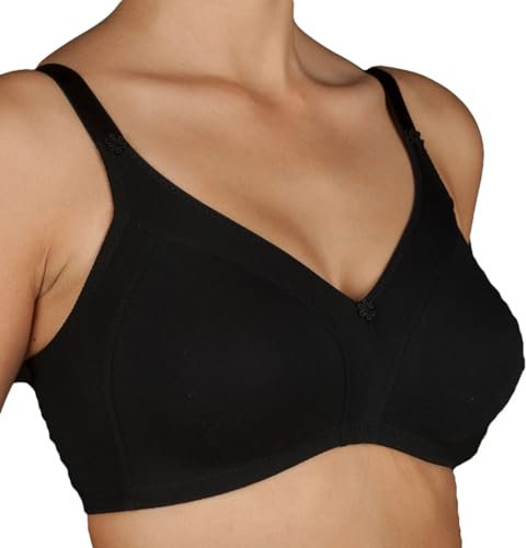 Selene, Reggiseno Donna in Cotone Traspirante, Senza Ferretto e Imbottitura, Collezione Blanca, Colore Nero, Taglia 6D