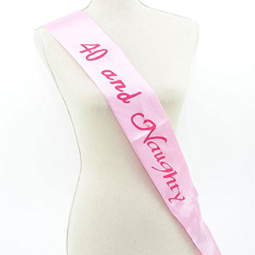 Gifts 4 All Occasions Limited SHATCHI-1205 Shatchi 40 and Naughty Flashing Birthday Pink Sash Satin Light Up Fancy Dress Accessory Party Decoration