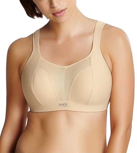 Panache Damen High Impact Underwire Bra Sport-BHS, Undurchsichtige, Latte, 65E
