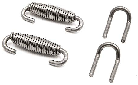 sourcing map 2 Stück Auspufffedern Motorrad Edelstahl Schalldämpfer Auspuff Rohr Feder 55mm mit U-förmiger Zughaken Federhaken Silber
