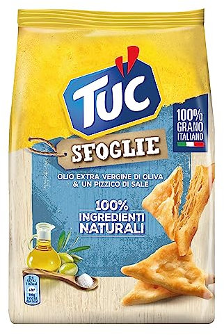 Tuc Sfoglie, Olio Extravergine di Oliva & un Pizzico di Sale, Triangolini Sottili e Croccanti Cotti al Forno, 170g