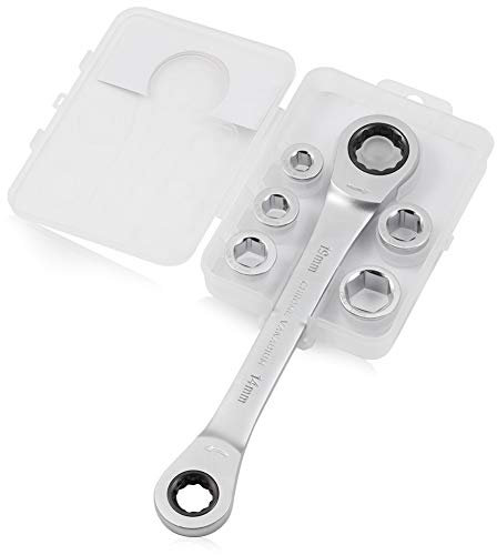 SPEEDWOX Socket Ratchet Wrench Set Metric 6 Pcs Set Double Box End Ratcheting Gear Spanner Heavy Duty