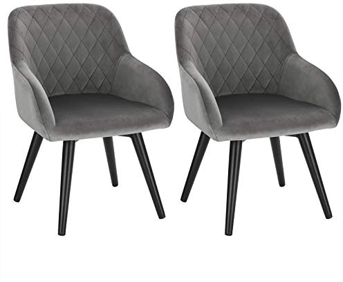 WOLTU 2er Set Kinderstuhl Kinder Stühle,Sitzhöhe 29cm mit Rückenlehne Armlehne, Stoffbezug Weich Gestell aus Metall(Grau)