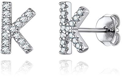 ChicSilver Rosegold Namen Ohrstecker Initiale Buchstabe K Ohrringe mit Zirkonia für Braut Brautjungfer Liebesmensch