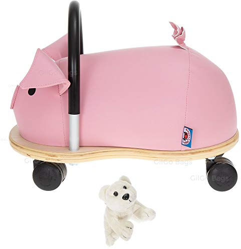 Wheelybug Rutscher 2 Teile Set Kinder Rutschauto Rutschtier Tier Jungen Mädchen Wheely Bug groß oder klein Auswahl + Eisbär Figur (Ferkel Klein 1,5+ mit Eisbär)