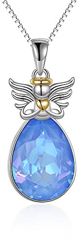 VONALA Engel Halskette 925 Sterling Silber Schutzengel Schmuck Geschenke f¨¹r Frauen (Schutzengel Kristall)