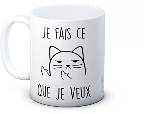 mug-tastic Je fais Ce Que Je Veux - Chat Impoli - Tasse à Café en Céramique