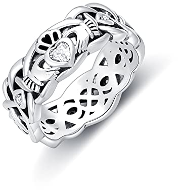 Seiyang Irische Herz Claddagh Ring mit AAA Zirkonia Irische Damen Ringe Silber 925 (8)