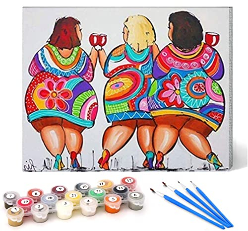 CHAHU DIY Malen nach Zahlen-Ölgemälde Geschenk für Erwachsene Kinder dicke Frau Malen Nach Zahlen Kits Wohnzimmer Schlafzimmer Wanddekoration 16 * 20inch(Rahmenlos)