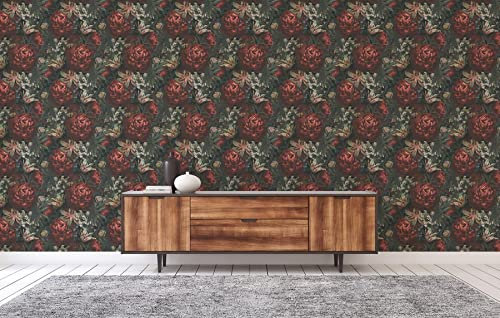 TADESSI Tapete Blumen Mario M1-No.3453 | Vliestapete | Rot | Grün | Floral | Natur
