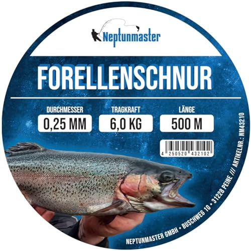 Neptunmaster Hauptschnur zum Forellenangeln 500m Forellenschnur, Angelschnur, Schnur Forelle, Trout, Forellenangeln, Durchmesser/Tragkraft:0.25mm / 6.0kg