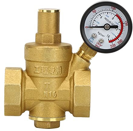 DN25 Wasserdruckregler, 1 Zoll Druckregelventil Messing Einstellbarer Wasserdruckminderer Reduzierer und Manometer