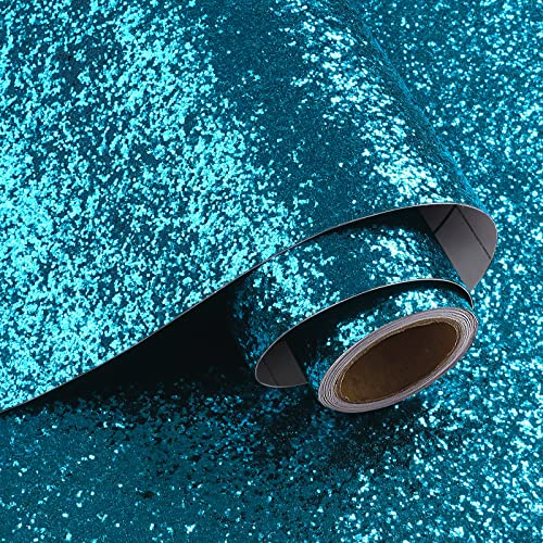 VaryPaper Pailletten Glitzer Selbstklebend Tapete Blau Dekofolie Möbelfolie 40cmx200cm Basteln Folie Glitzereffekt Glitzer Folie Selbstklebend Klebefolie für Schrank Tapeten Wohnzimmer Kommode Regal
