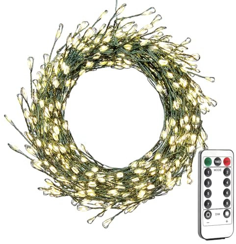 ZELUXDOT Plug in Firecracker Lights 33FT 300 LED Green Wire Copper String Lights Indoor Fairy Lights with Remote for Bedroom,Wedding,Birthday,Party,Christmas Tree,Garden,Patio