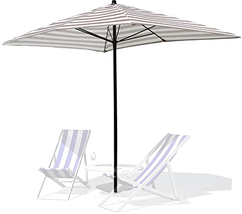 XIAOYUE Balkonschirm 200x150cm, Rechteckiger Sonnenschirm, Braun-Weiß Gestreift Gartenschirm, UV-Schutz, für Terrasse, Garten, Pools