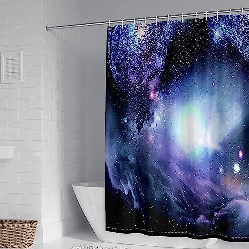 Duschrollo für Badewanne, Duschvorhang Polyester Lila Blau Wunderschöne Galaxie Schöner Duschvorhang 150X200cm