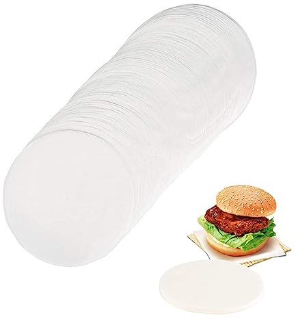 Gunwon 11 cm Burger Paper 100 Pcs, 4.33 x 4.33 inches Non Stick Burger Press Wax Discs, Wax-Paper for Food Crafting Press Patty Separate Freezing Cake Tins Baking Pans