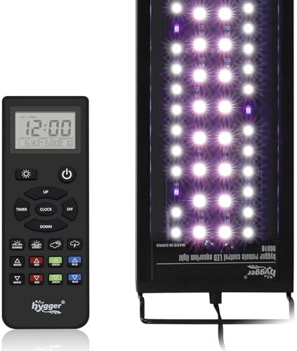 hygger Fish Tank Light, Aquarium Light with Remote Control Customizable Full Spectrum LED Fish Tank Light, Default & Weather Mode Freshwater Planted Tank DIY Mode (24w (45-60cm Fish Tank))