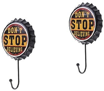 Cabilock Schlüsselfessel Bierflaschenverschluss 2st Retro-schmiedeeisenhaken Hängende Haken Jahrgang Bierflasche Bierflaschendeckel Schlüsselhalter