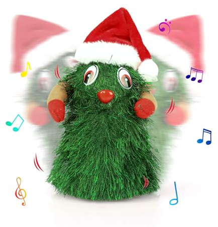 Landifor 16.5cm Singing Dancing Christmas Tree Battery Operated Rotating Twisting Xmas Tree Christmas Electric Musical Wriggle Toy Xmas Gift for Kids Adults Christmas Eve Family Gathering