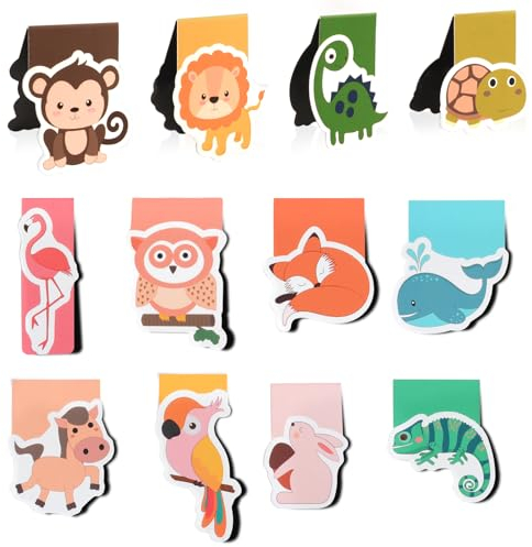 Vicloon Lesezeichen Magnetisch, 12 Stück Magnet Lesezeichen Kinder, Tiere Magnetische Lesezeichen Magnet Seite Marker Magnetlesezeichen Bookmark für Kinder, Schüler, Freund, Buchliebhabe