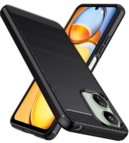 Natbok Funda para Xiaomi Redmi 13C/Redmi 13 C/Poco C65,TPU Suave + Fibra de Carbono Flexible Carcasa,Grado Militar a Prueba de Golpes,Anti-Raspaduras,Antideslizante Funda para Redmi 13 C 4G/5G,Negro