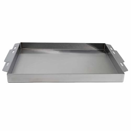 SANTOS einsetzbare universal Grillpfanne/Einsatzpfanne - edelstahl Plancha - 52x35x4cm - Grillpfanne - Paella, Bratkartoffeln, Reibekuchen, Schnitzel