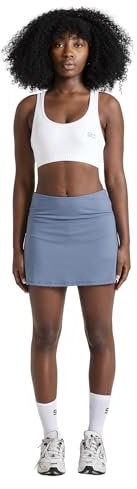 Sportkind Mädchen & Damen Tennis, Hockey, Golf Basic Skort, Rock mit Innenhose, atmungsaktiv, UV-Schutz, grau blau, Gr. S