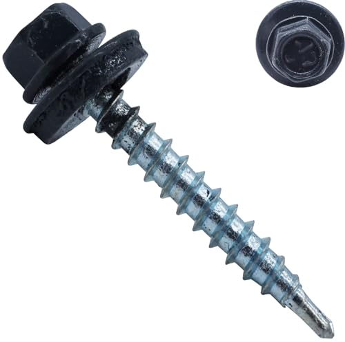 100 Stück Trapezblechschrauben mit EPDM Dichtscheibe - 4,8 x 60/55 - RAL 7016 - Anthrazitgrau - Bohrschrauben 6-kant - kopflackiert - selbstschneidend - SC5164