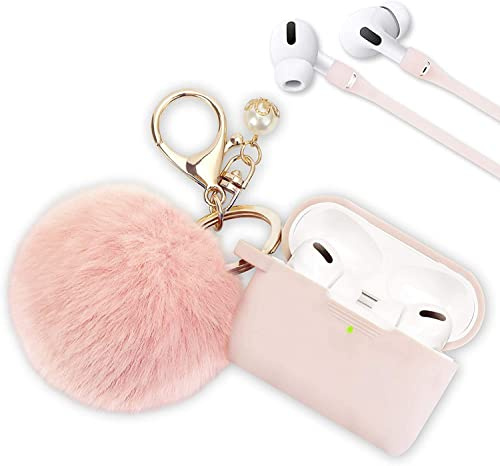 Airpod 3rd Gen Case Cover, Compatible with AirPod 3rd Gen PERSONALLY YOURZ 3pcs Set Silicone Case Cover & Anti-loss strap【Front LED Visible, Support Wireless Charging】– BLUSH PINK
