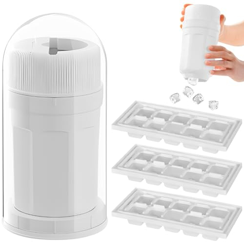 NIOIPXA Creative Ice Cube Tray with Lid & Swivel-in-Cup Ice Cube Dispenser Set,Perfect Ice Cube Trays for Freezer (Large,White)