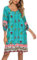 Zeagoo Women 2024 Summer Dress Boho Floral 3/4 Sleeve Ladies Casual Midi Dress Blue XXL