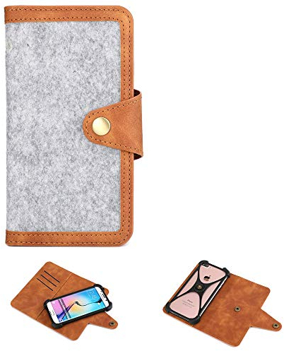 K-S-Trade Qualitativ & Innovativ Handyhülle Für AGM G2 Schutzhülle Filz-Hülle Kunst-Leder Hellgrau Braun (1x)
