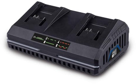 Scheppach Chargeur Double IXES 20V - SDBC4.5A - 4,5A - Li-ION - 230-240V/50Hz - Longue durée de Vie - Voyant de Charge - Rechargement Rapide
