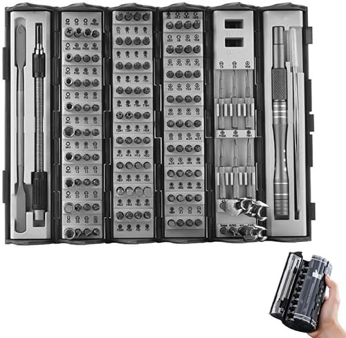 Spring Precision Screwdriver Set,Screwdriver Bit Set,128 in 1 Precision Screwdriver Set,Precision Screwdriver Set Cylinder Organizing Case,Professional Toolset Magnetizing Bit Heads for Most Sizes