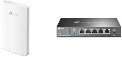 TP-Link Omada EAP615-Wall Point d'accès WiFi 6 AX1800 Murale, 4 Ports Ethernet Gigabit & ER605 Omada Routeur VPN Gigabit, 5 Ports Gigabit, Intégré au SDN Omada, Accès au Cloud