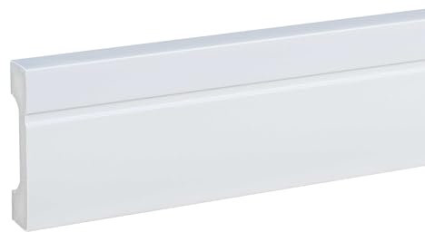 PROVISTON Zócalo 18 x 80 x 2000 mm, moderno rodapié de perfil cuadrado, zócalo de alta calidad, plástico blanco, resistente al agua, robusto y duradero