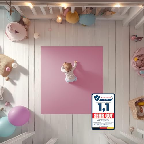 ECO Krabbelmatte Wirbelwind 120x100cm Rosa - OEKO-TEX zertifizierte Krabbel- und Spielunterlage aus Deutschland. Für kleine Füße, die Großes vorhaben!