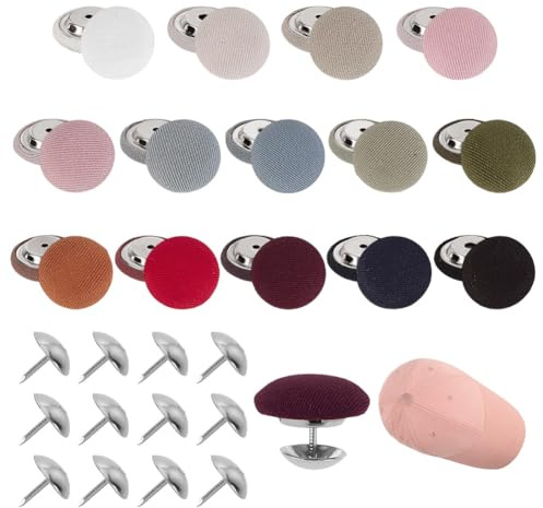 AHANDMAKER 28 Set Ersatzknöpfe Für Baseballkappen. 14 Farben 0.68 Zoll/17.3mm Stoff Bezogene Hutknöpfe Druckknopf Für Mütze Reparatur Jeans Bluse